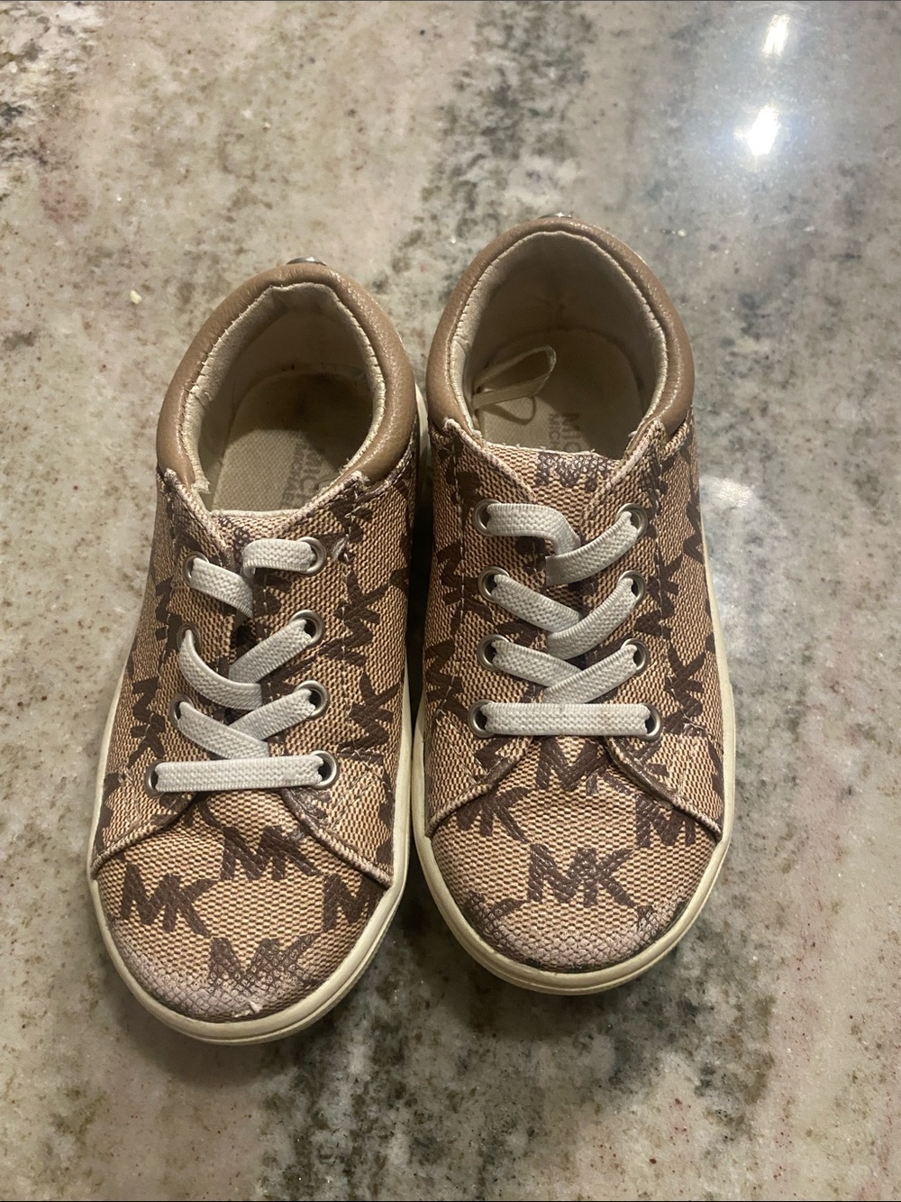 Michael Kors Kids Beige/Tan MK Logo Lace-Up Sneakers